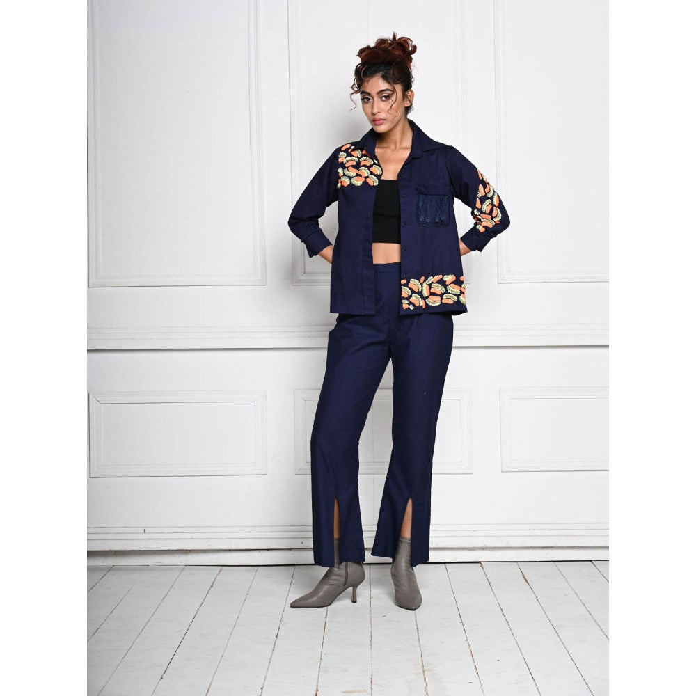 September Spring Navy Blue Mini Jaw Denim Co-Ord (Set of 2)