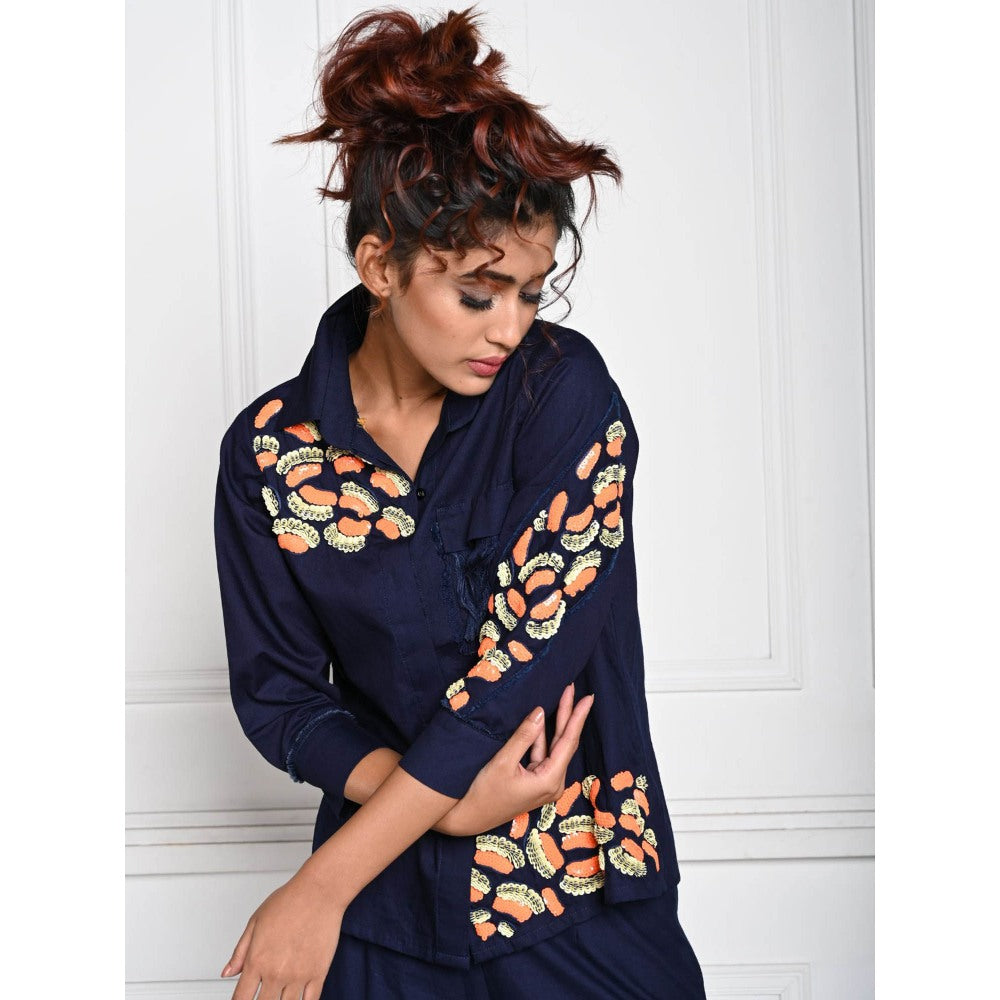 September Spring Navy Blue Mini Jaw Denim Co-Ord (Set of 2)
