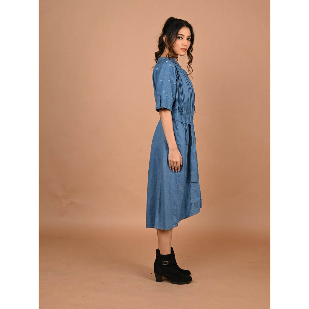 September Spring Blue The String Denim Dress with Belt (Set of 2)