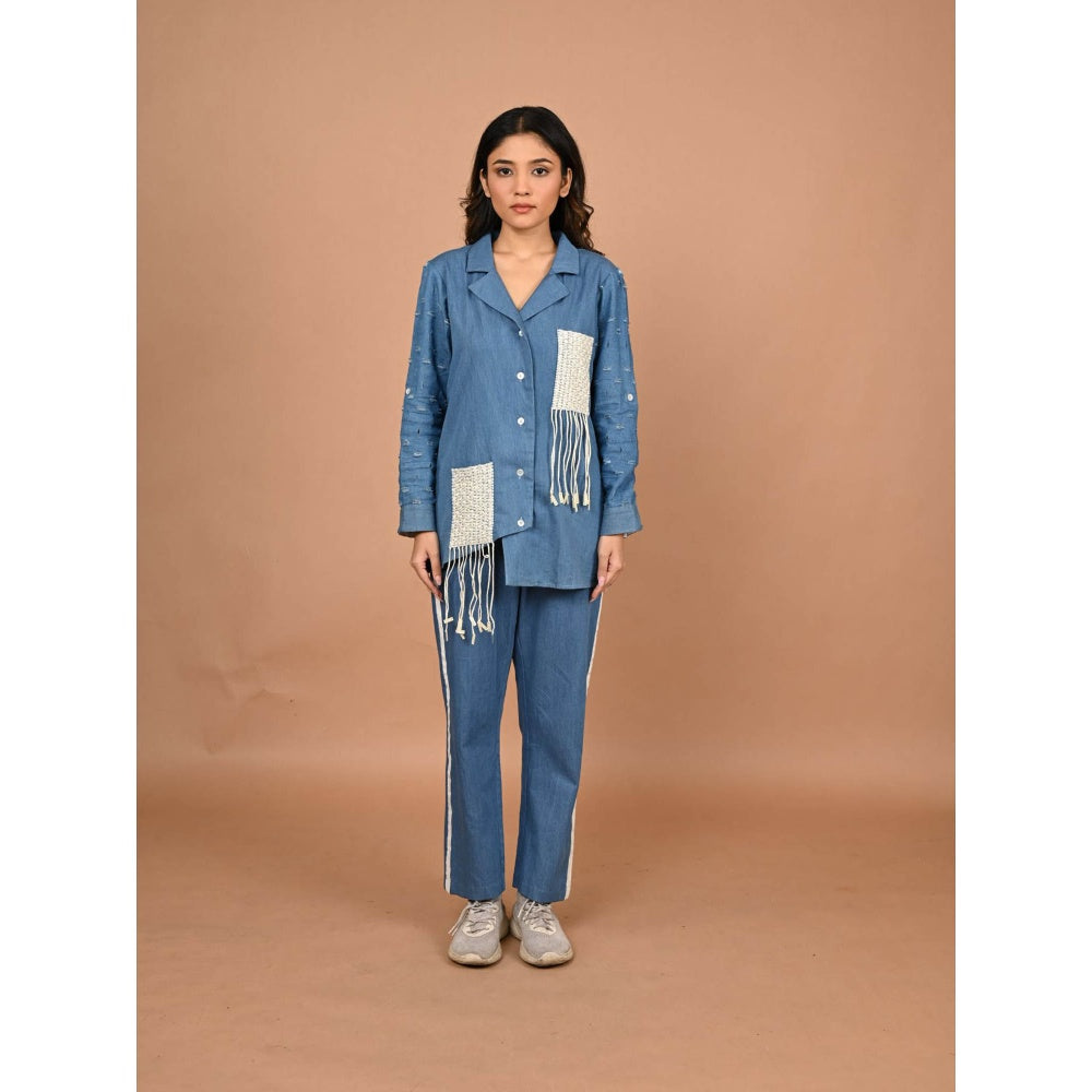 September Spring Blue The Kantha Denim Co-Ord (Set of 2)