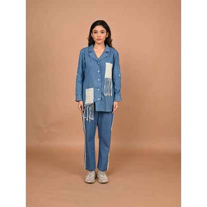 September Spring Blue The Kantha Denim Co-Ord (Set of 2)