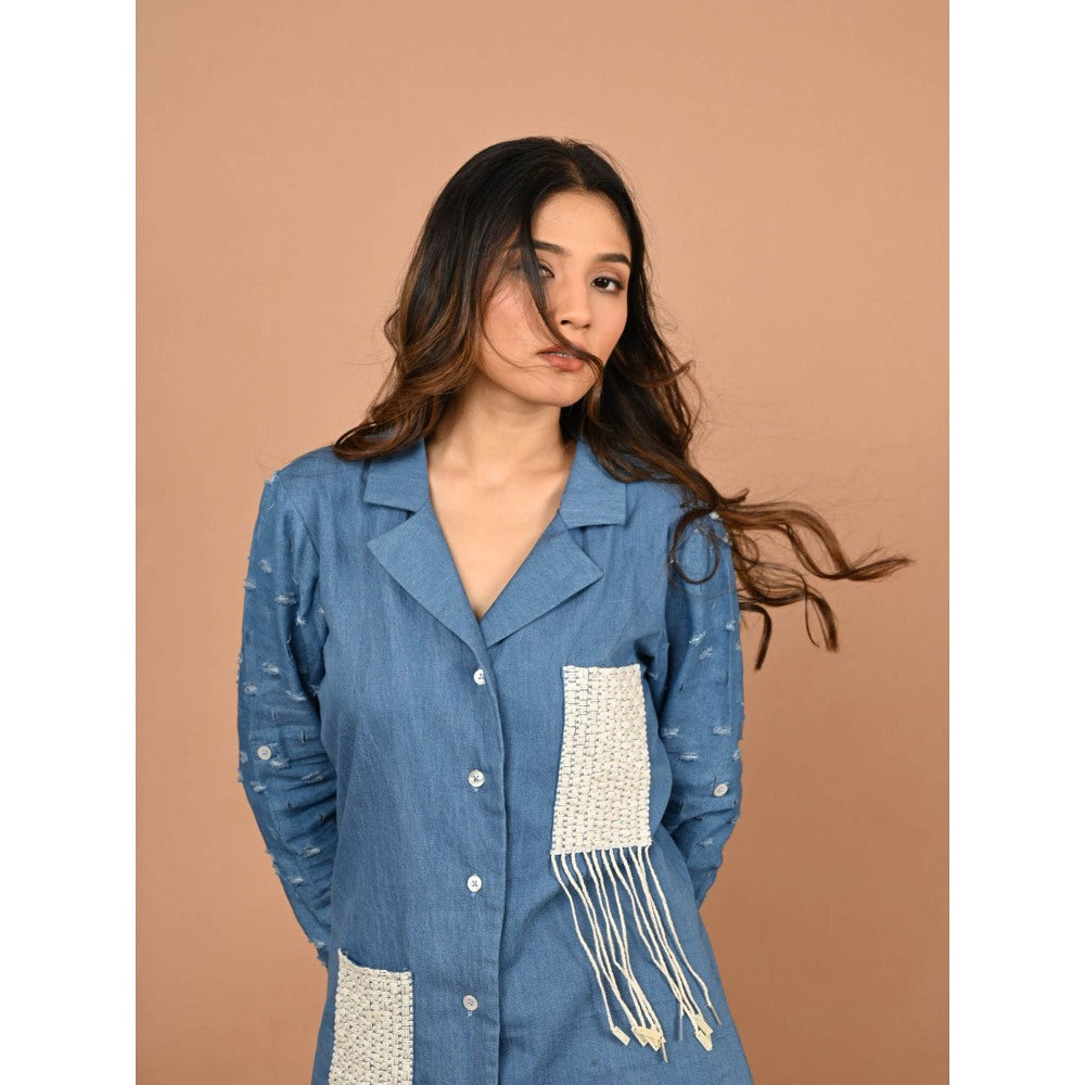 September Spring Blue The Kantha Denim Co-Ord (Set of 2)