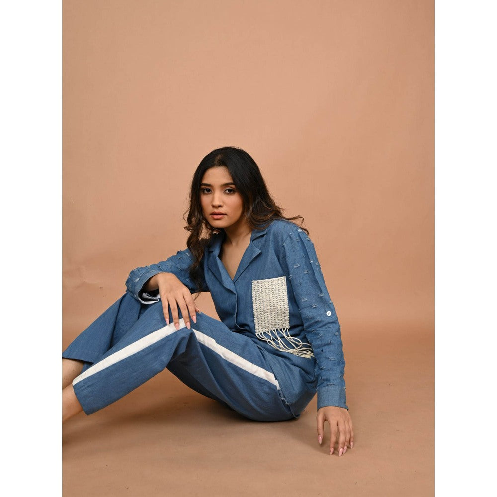 September Spring Blue The Kantha Denim Co-Ord (Set of 2)