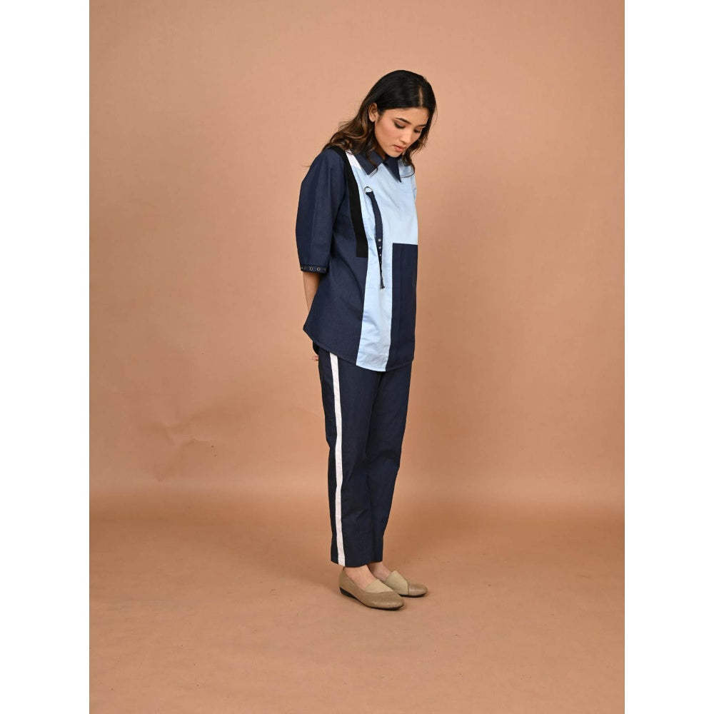 September Spring Blue The Colorblock Denim Co-Ord (Set of 2)