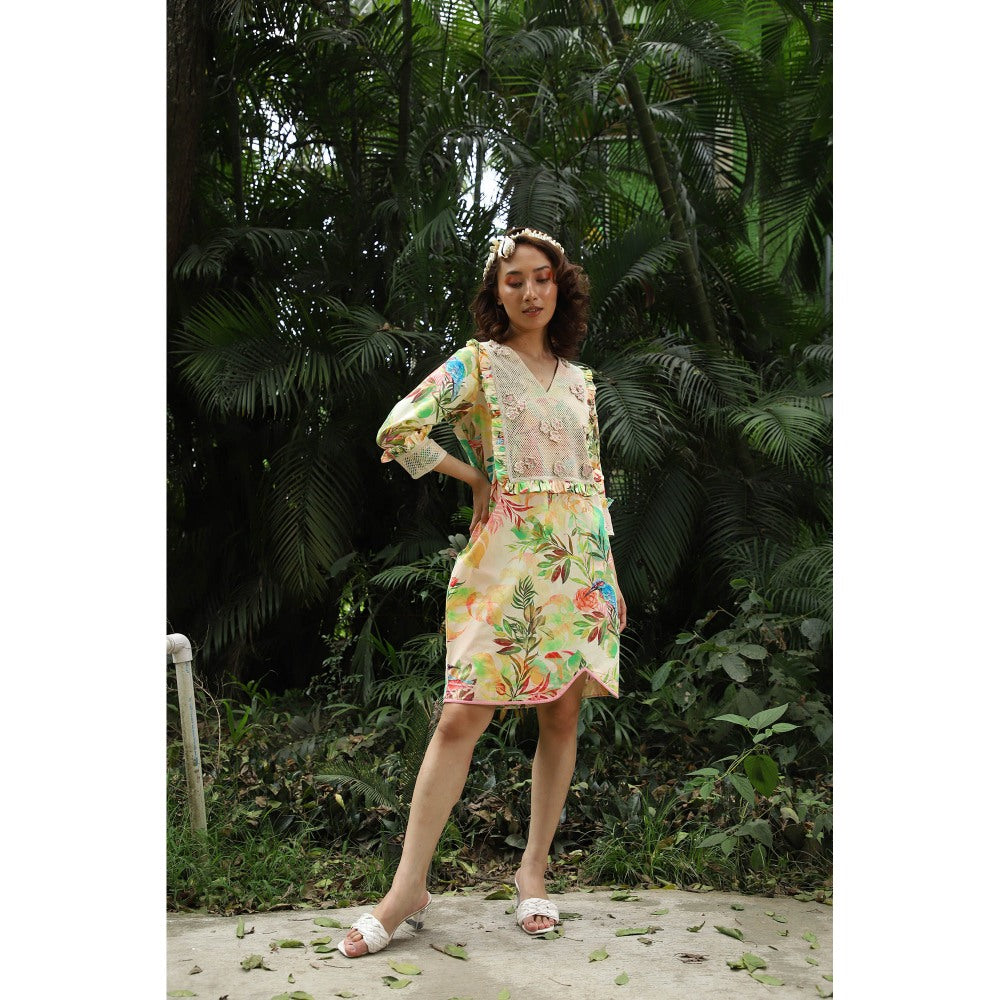 September Spring Helena Tropical Print Mini Dress