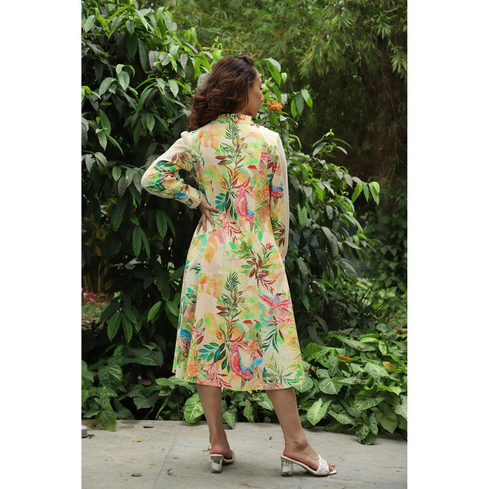September Spring Kiana Tropical Print Midi Dress