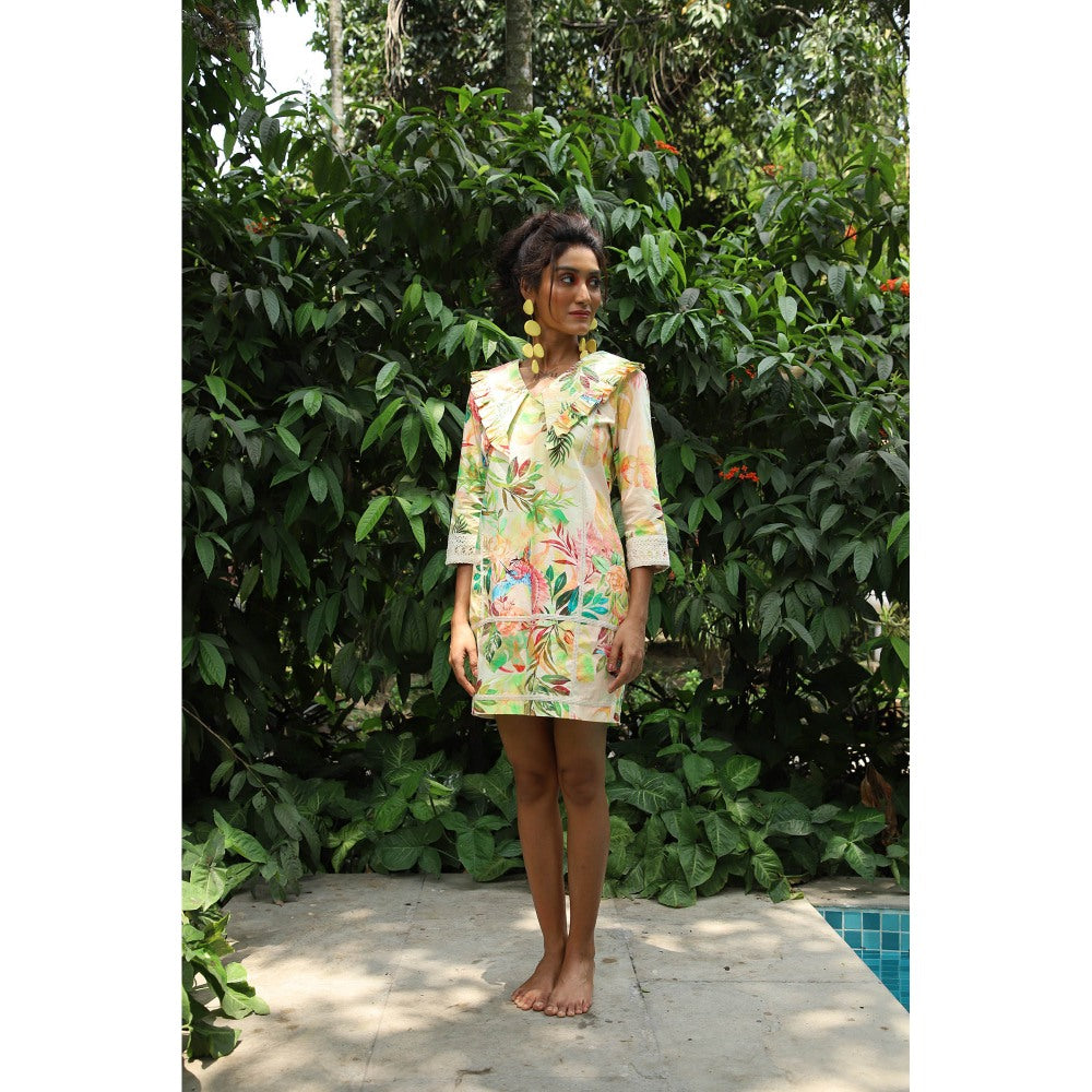 September Spring Gaia Tropical Print Dress