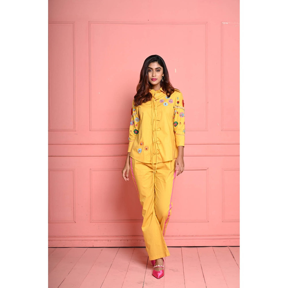 September Spring Yellow The Coral Reef Embroidered Co-Ord (Set of 2)