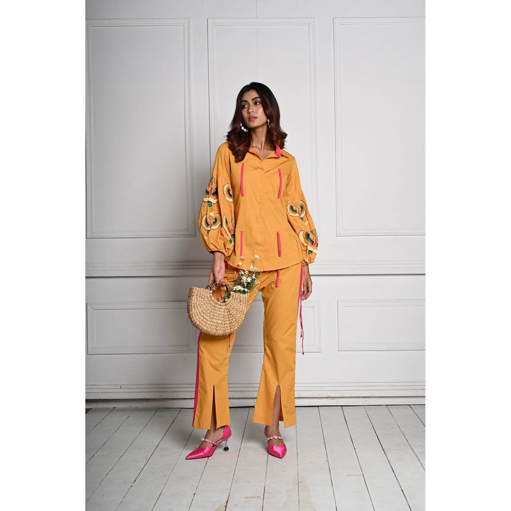 September Spring Mustard The Bird Embroidered Co-Ord (Set of 2)
