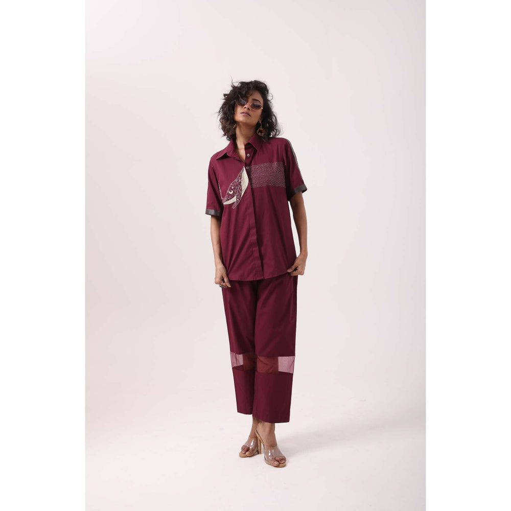 September Spring Wine Whale Co-Ord Set - Burgundy
