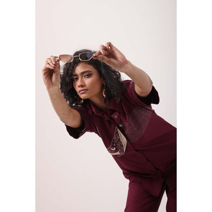 September Spring Wine Whale Co-Ord Set - Burgundy