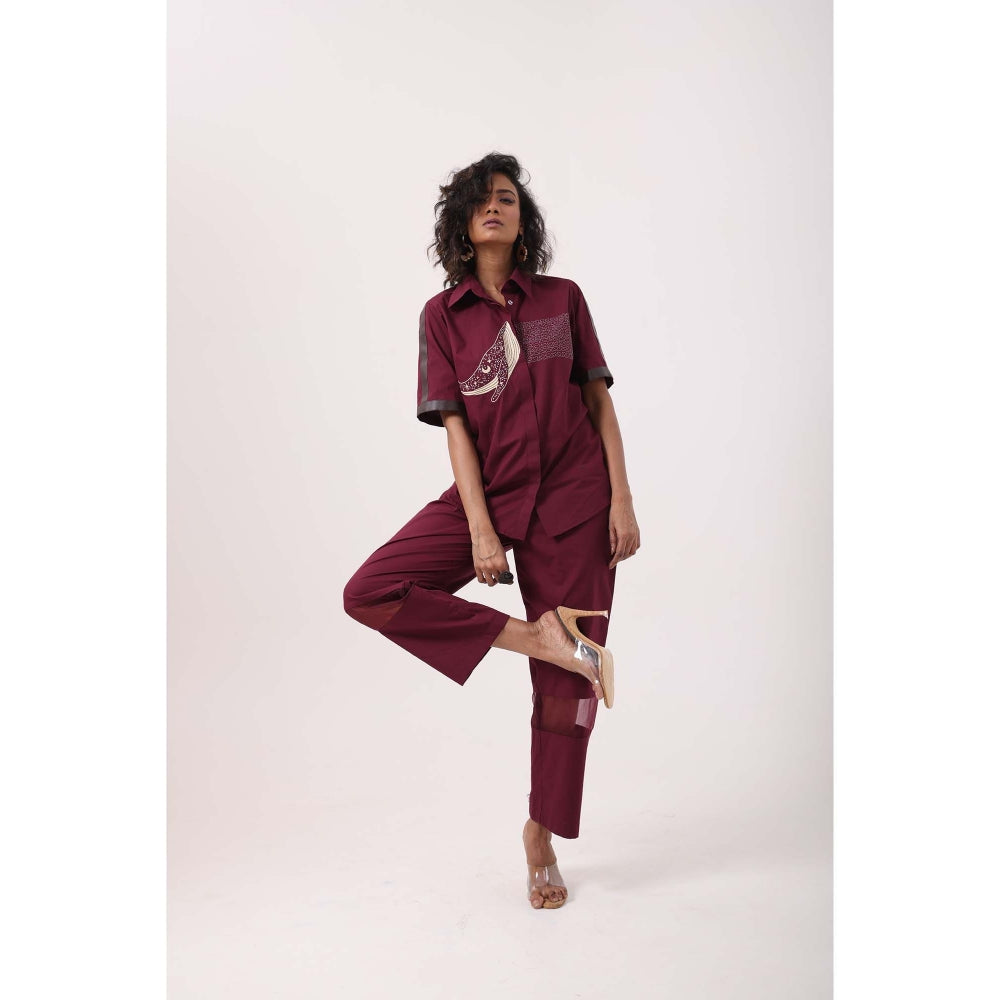 September Spring Wine Whale Co-Ord Set - Burgundy