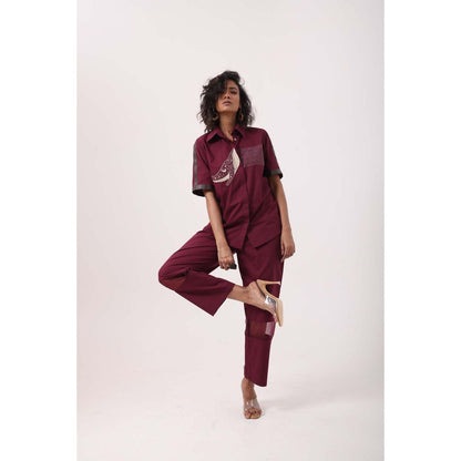 September Spring Wine Whale Co-Ord Set - Burgundy