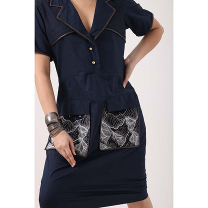 September Spring Navy Pocket Patch Dress - Navy Blue