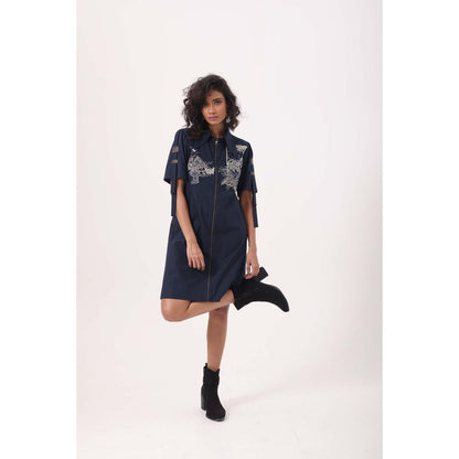September Spring Navy Mountain Straight Dress - Navy Blue