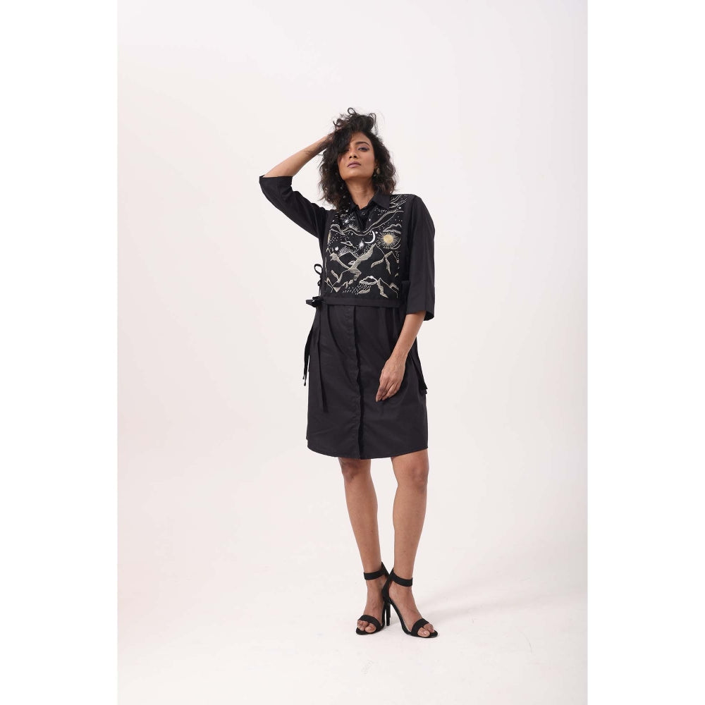 September Spring Mountain Bib Dress - Black
