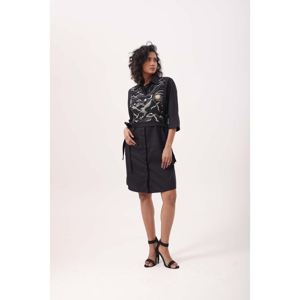 September Spring Mountain Bib Dress - Black