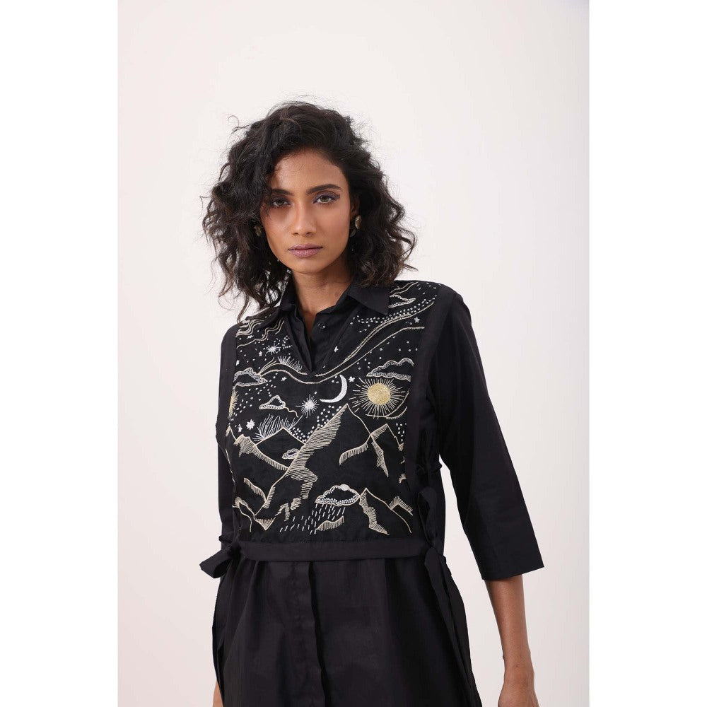 September Spring Mountain Bib Dress - Black