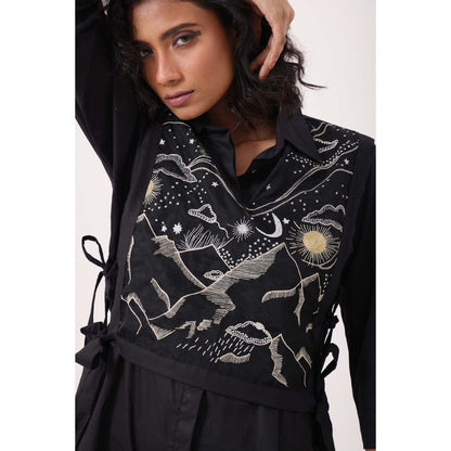 September Spring Mountain Bib Dress - Black