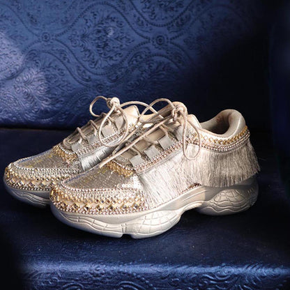 Chal Jooti Magnetic Metallic Silver Sneakers