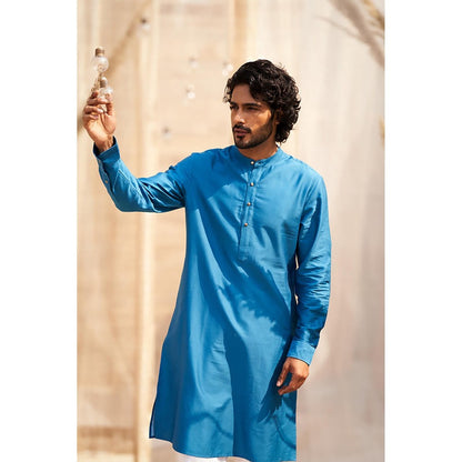 Charkhee Ocean Blue Kurta with Pant and Jacket