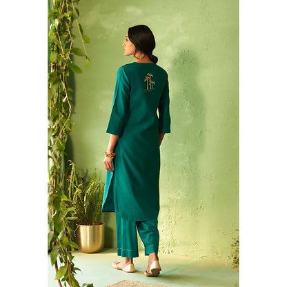 Charkhee Peacock Green Kurta with Pant