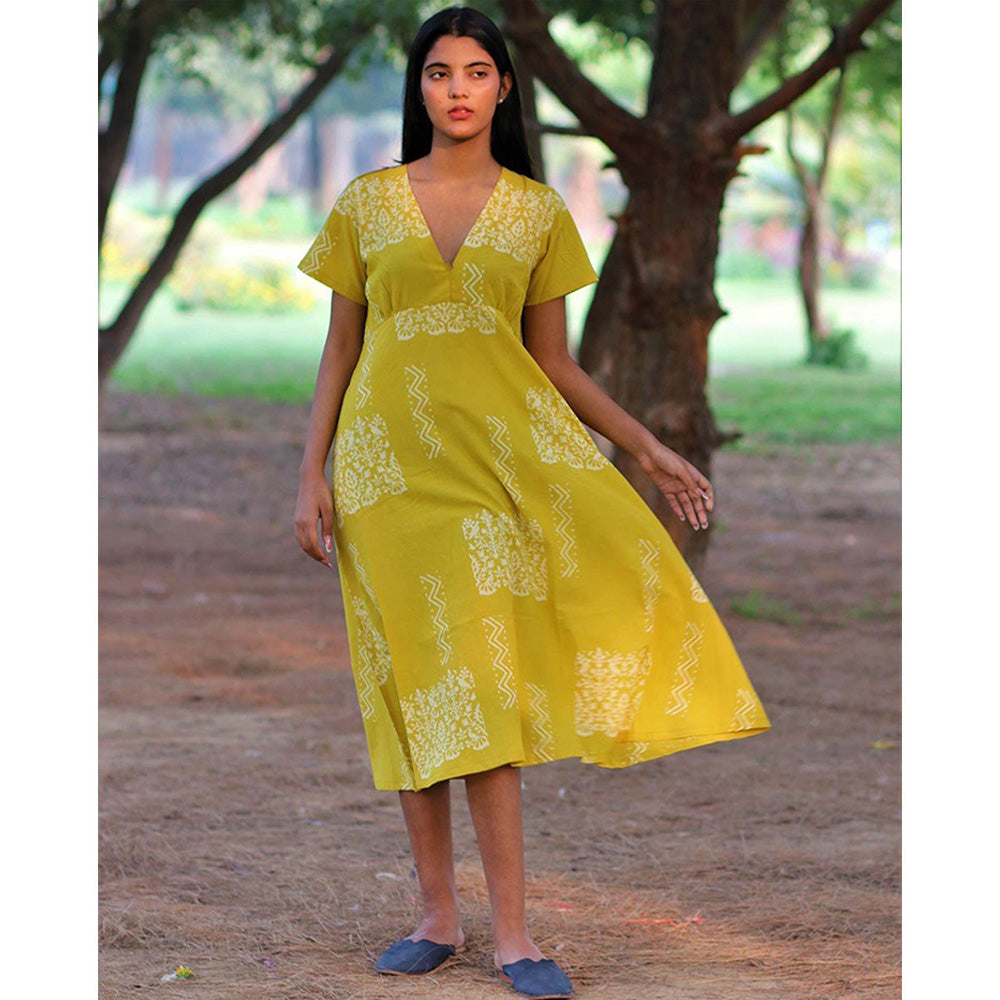 Chidiyaa Yellow Cotton Dress