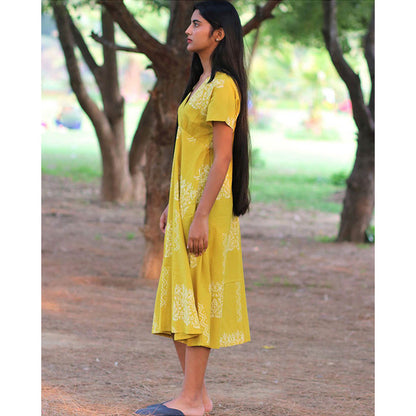 Chidiyaa Yellow Cotton Dress