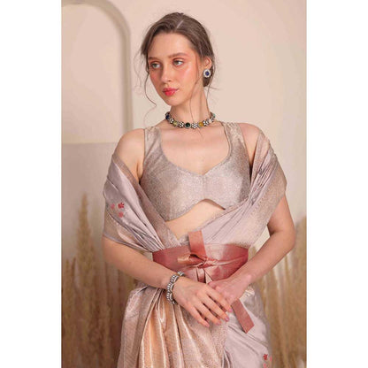 CHHAYA MEHROTRA Grey Mudra Saree with Stitched Blouse
