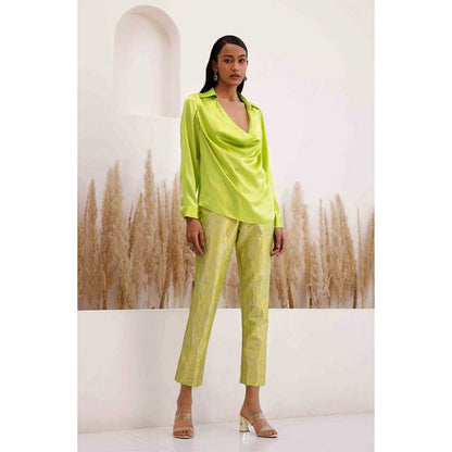 CHHAYA MEHROTRA Green Top And Pant Coord (Set of 2)