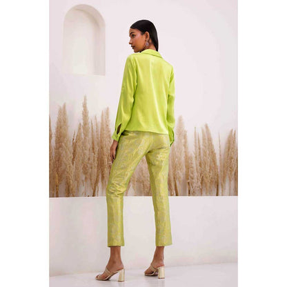 CHHAYA MEHROTRA Green Top And Pant Coord (Set of 2)