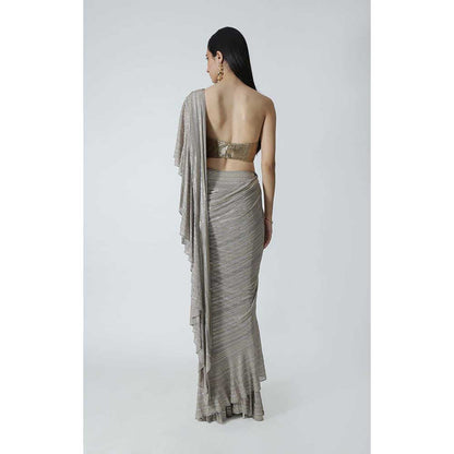 CHHAYA MEHROTRA Grey Ursa Pre-Draped Saree with Bustier