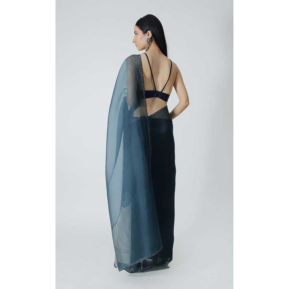 CHHAYA MEHROTRA Blue Gaia Saree with Bustier