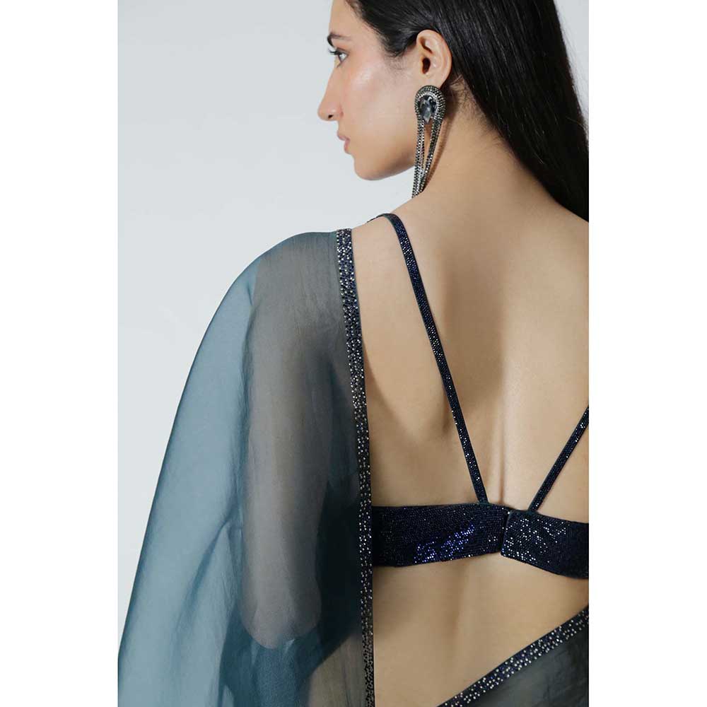 CHHAYA MEHROTRA Blue Gaia Saree with Bustier