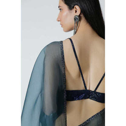 CHHAYA MEHROTRA Blue Gaia Saree with Bustier
