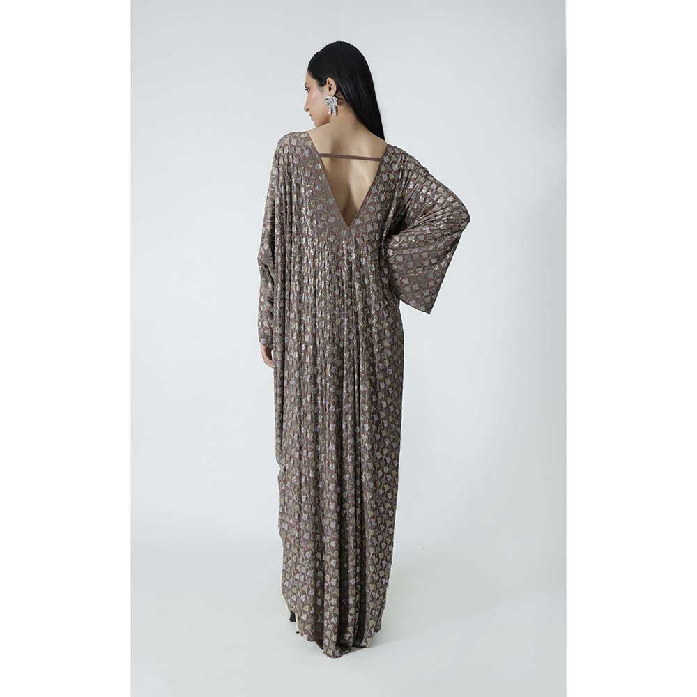 CHHAYA MEHROTRA Brown Lucine Kaftan Dress with Bralette (Set of 2)