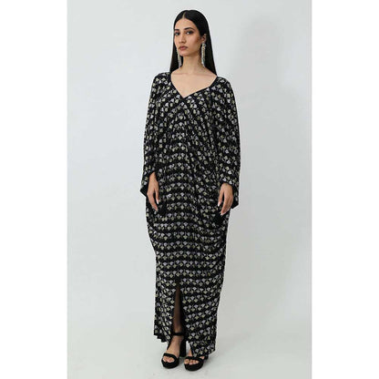 CHHAYA MEHROTRA Black Aurora Kaftan Dress with Bralette (Set of 2)