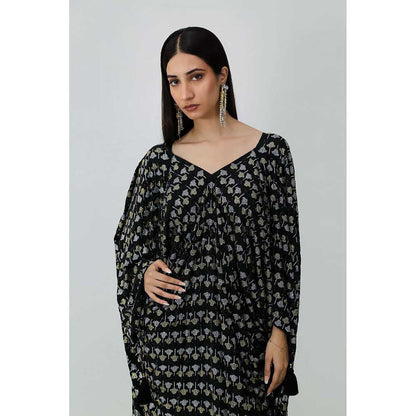 CHHAYA MEHROTRA Black Aurora Kaftan Dress with Bralette (Set of 2)