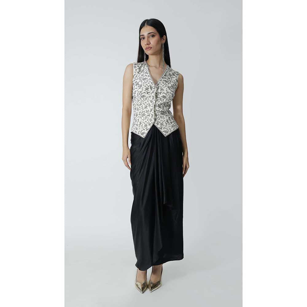 CHHAYA MEHROTRA Ivory Eos Waistcoat with Skirt (Set of 2)