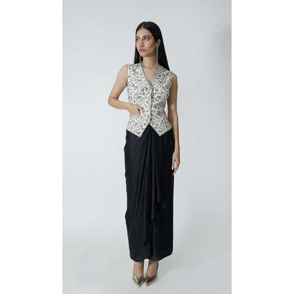 CHHAYA MEHROTRA Ivory Eos Waistcoat with Skirt (Set of 2)