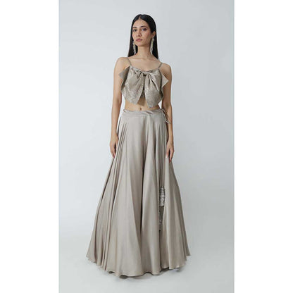 CHHAYA MEHROTRA Grey Mirri Lehenga with Crop Top (Set of 2)
