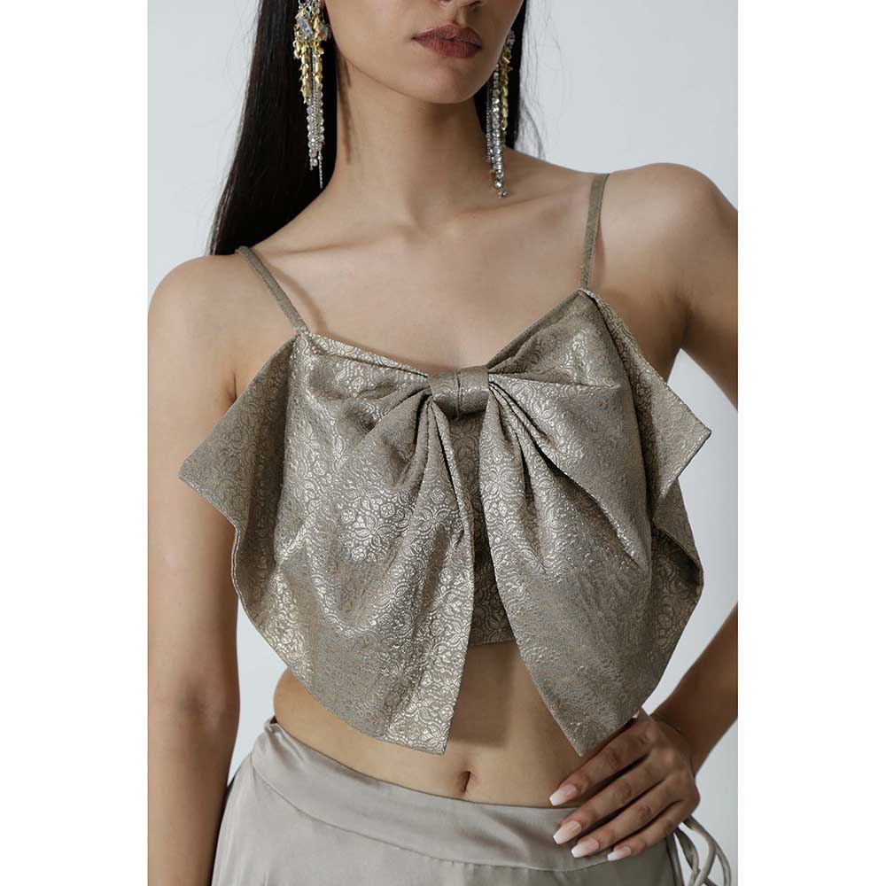 CHHAYA MEHROTRA Grey Mirri Lehenga with Crop Top (Set of 2)