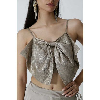 CHHAYA MEHROTRA Grey Mirri Lehenga with Crop Top (Set of 2)
