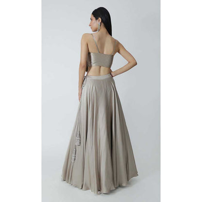 CHHAYA MEHROTRA Grey Mirri Lehenga with Crop Top (Set of 2)