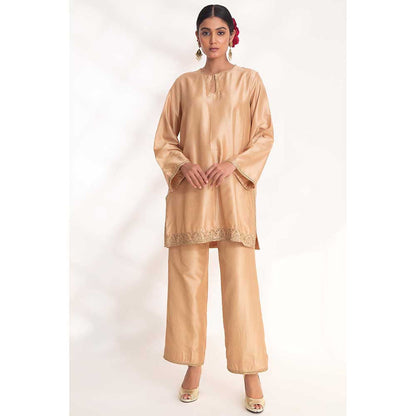 CHHAYA MEHROTRA Beige Aavya Kurti with Pant (Set of 2)