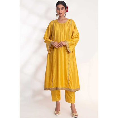 CHHAYA MEHROTRA Yellow Kanak Kurta with Pant (Set of 2)