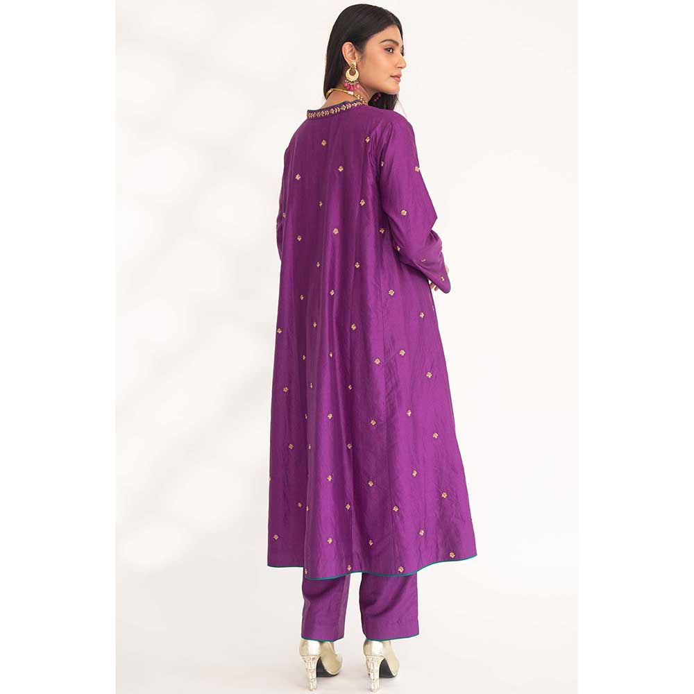 CHHAYA MEHROTRA Purple Iya Kurta with Pant (Set of 2)