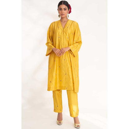 CHHAYA MEHROTRA Yellow Ojal Kurta with Pant (Set of 2)