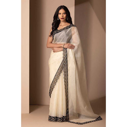 CHHAYA MEHROTRA Off White Seher Saree with Stitched Blouse