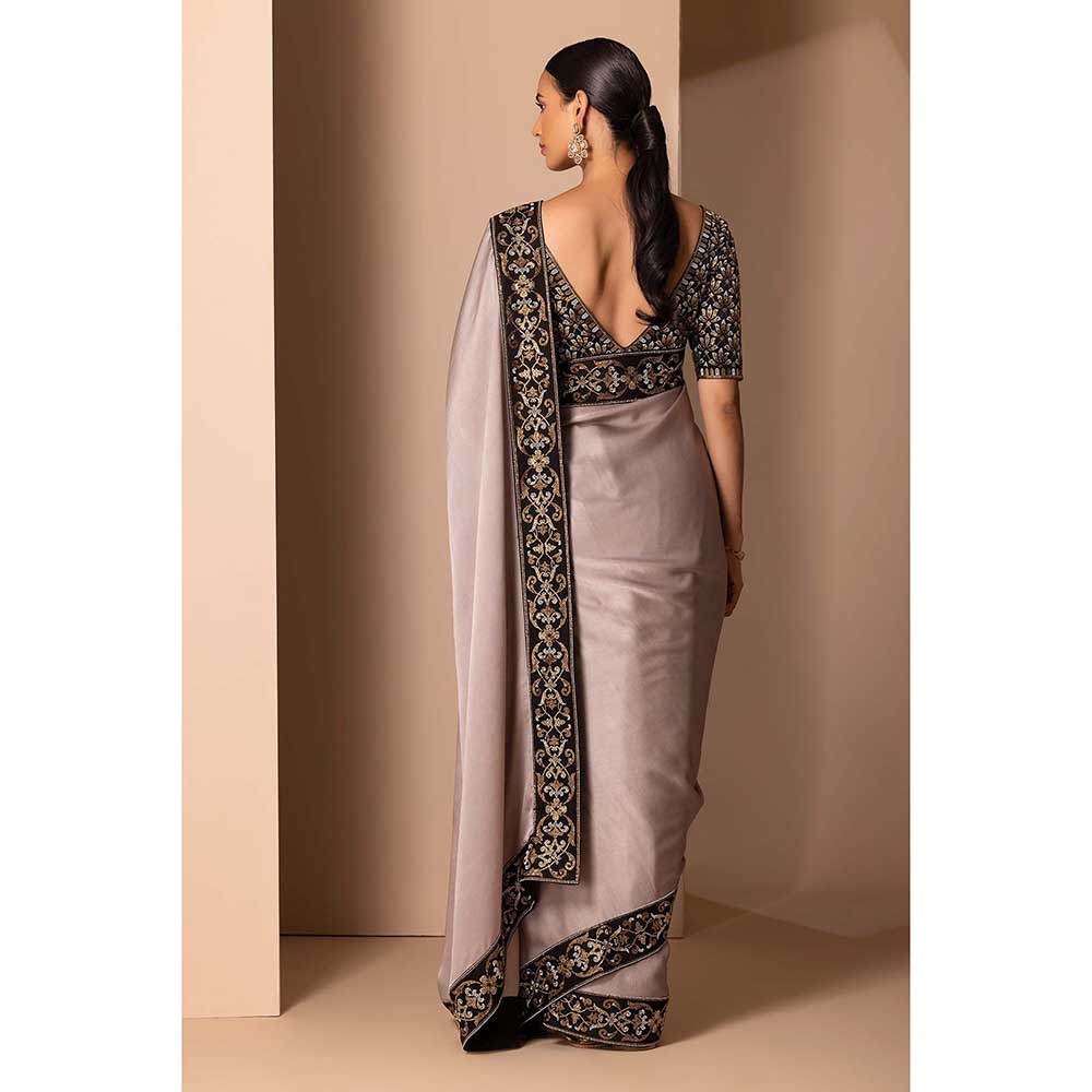 CHHAYA MEHROTRA Grey Vyoma Saree with Stitched Blouse